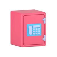 3d pink safe. Metal storage with combination lock and electronic panel vector