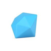 Blue 3d realistic diamond. Precious rare sapphire with geometric facets vector