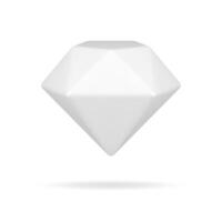 White 3d diamond. Gradient brilliant with geometric facets vector