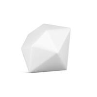 White 3d realistic sapphire. Precious diamond with geometric facets vector
