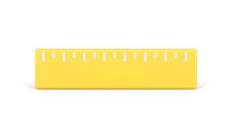 Yellow 3d ruler icon illustration. Plastic volumetric tool for accurate measurement of length and width. vector