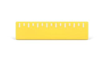 Yellow 3d ruler icon illustration. Plastic volumetric tool for accurate measurement of length and width. vector