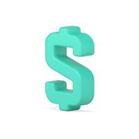 Green 3d dollar symbol. Successful investments and economic indicator growth vector