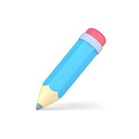 Blue volumetric pencil. Wooden object for writing and drawing vector