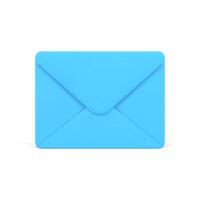 Blue closed 3d envelope. Realistic unread letter vector