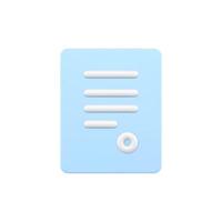 Business 3d contract with seal. Blue sheet with white stripes of abstract text vector