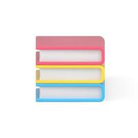 Folded stack of 3d books. Pink volume of educational literature vector