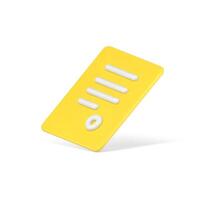 State yellow 3d contract with seal. Business volumetric sheet with stripes of text and round stamp vector