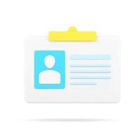 Badge with personal data 3d icon. ID card with user photo and information vector