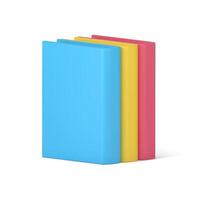 Stack of 3d hardcover books. Volumetric literature with pink cover vector