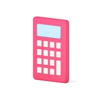 Red calculator 3d icon. Computing device with white buttons vector