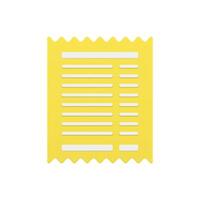 Golden receipt 3d icon. Paper slip with jagged sides vector