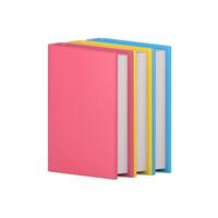Stack of 3d color books. Educational literature with pink cover vector