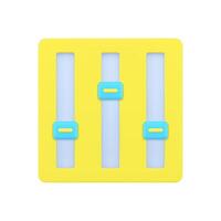 Gold equalizer icon 3d. Sliders media interface with triple volume vector