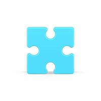 Jigsaw square part 3d icon. Blue element puzzle with creative solution vector
