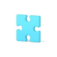 Blue square puzzle 3d icon. Piece infographic element with creative development vector