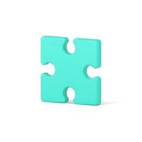 Green piece square jigsaw 3d icon. Volumetric element with creative solution vector