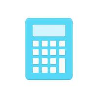 Blue calculator 3d icon. Education gadget with white buttons vector