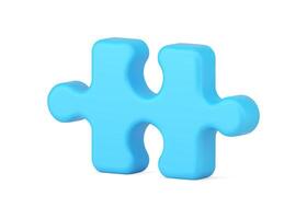 Blue piece of logic puzzle 3d icon. Volumetric element for solving problem vector