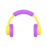 Mobile headphones 3d icon. Professional yellow headset with purple accents vector