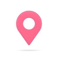 Map pin web 3d icon. Red navigation symbol with target location vector