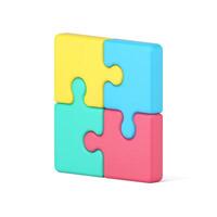 Puzzle square 3d icon. Colored diagram with creative solution vector