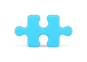 Blue puzzle 3d icon. Volumetric element diagram with creative solution vector