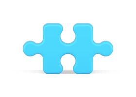 Blue puzzle 3d icon. Volumetric element diagram with creative solution vector