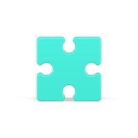 Square puzzle piece 3d icon. Green element diagram with creative solution vector