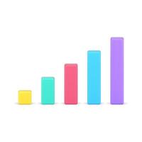 Chart bars 3d icon. Colored statistic columns for informational presentation vector