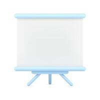 Empty stand on tripod 3d icon. White board for presentation and projector vector