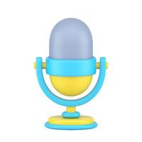 Microphone on stand 3d icon. Professional equipment for audio broadcasts and interviews vector