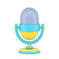 Microphone on stand 3d icon. Professional equipment for audio broadcasts and interviews vector