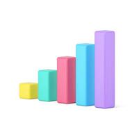 Statistic chart bars 3d icon. Volumetric colored columns for informational presentation vector