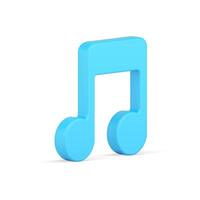Musical note 3d icon. Volumetric blue symbol of melody vector