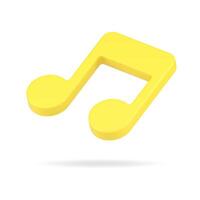 Creative golden note 3d icon. Volumetric music tone symbol vector