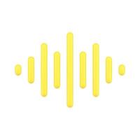 Sound wave 3d icon. Gold bars for voice and audio frequencies vector
