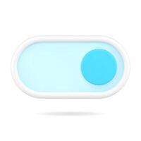 Blue switch button 3d icon. Round knob for switching and adjusting electronic device vector