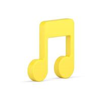 Golden note 3d icon. Music tone symbol of creativity vector