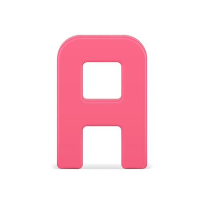 Alphabetical letter A 3d icon. Red symbol for volumetric typography