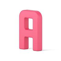 Red letter A 3d icon. Alphabet symbol for volumetric typography vector