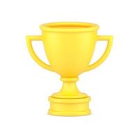 Yellow cup winner 3d icon. Main prize for successful champion vector