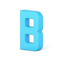 Blue letter B 3d icon. Text symbol for volumetric typography vector