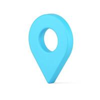 Web map marker 3d icon. Blue volumetric navigation symbol with target location vector