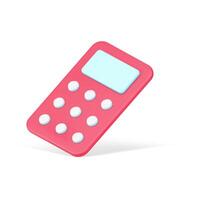 Media red remote control 3d icon. Plastic digital device for communication with gadgets vector