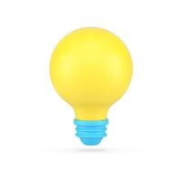 Yellow light bulb 3d icon. Bright halogen lighting energy vector