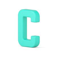 Green letter C 3d icon. Language symbol for volumetric typography vector