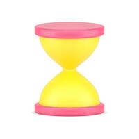 Hourglass 3d icon. Yellow retro timer with sandy countdown vector