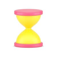 Hourglass 3d icon. Yellow retro timer with sandy countdown vector