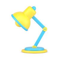 Table lamp 3d icon. Adjustable equipment on blue leg vector